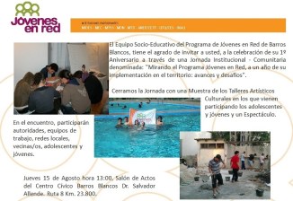Invitación - 1º Aniversario de Jóvenes en Red en Barros
