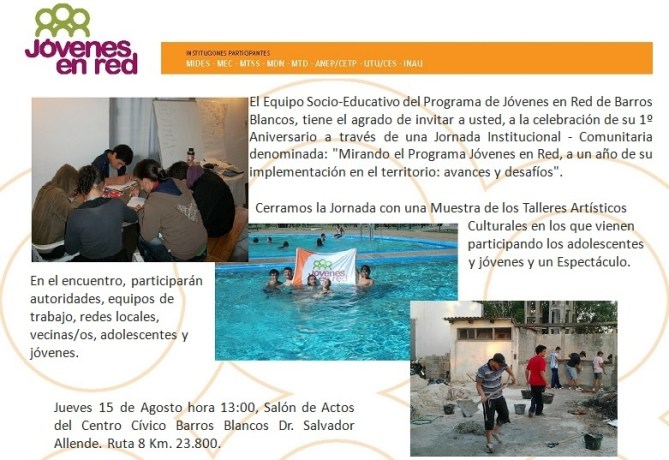 Invitación - 1º Aniversario de Jóvenes en Red en Barros