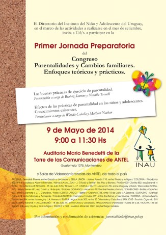 INAU Invitacion 1er Jornada Parentalidades