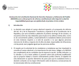 INDDHH Declarasion sobre la baja