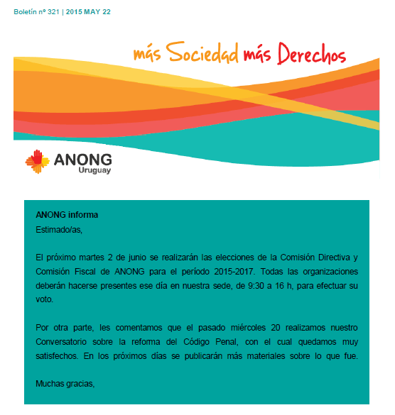 ANONG Boletín nº 321 -2015 MAY 22